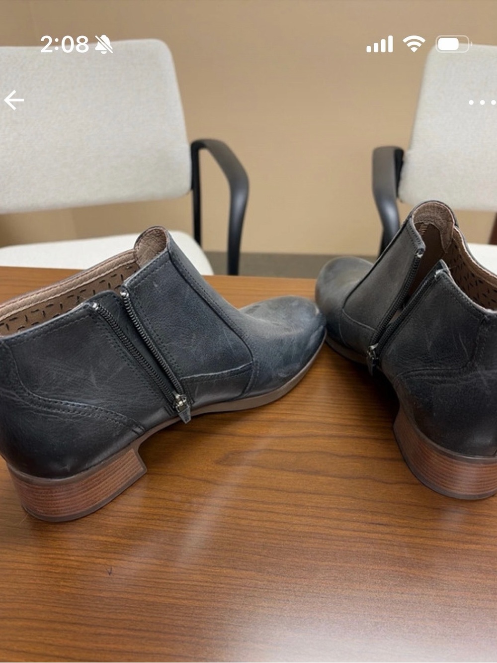 Women's Black Side-Zip Leather Ankle Booties